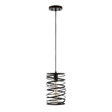 Helisa 7.25" Modern Contemporary Iron Spiral LED Pendant - JONATHAN Y